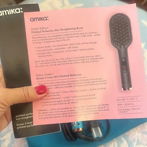 Amika Mini Straightening Brush NWOT UNUSED - Picture 3 of 4